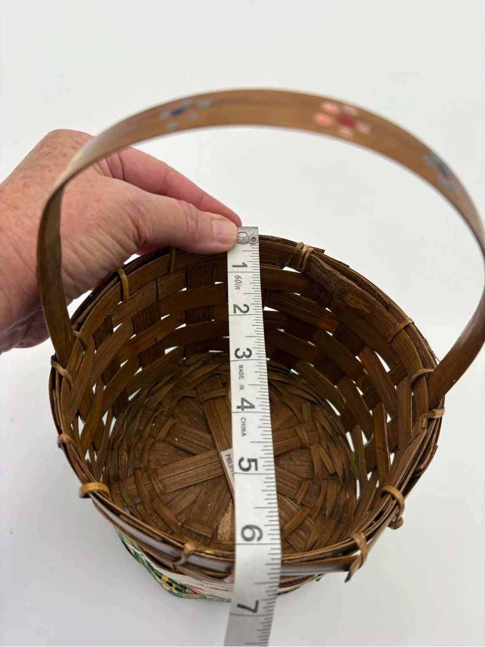 Vintage Handwoven and Hand Painted Easter Bunny Basket